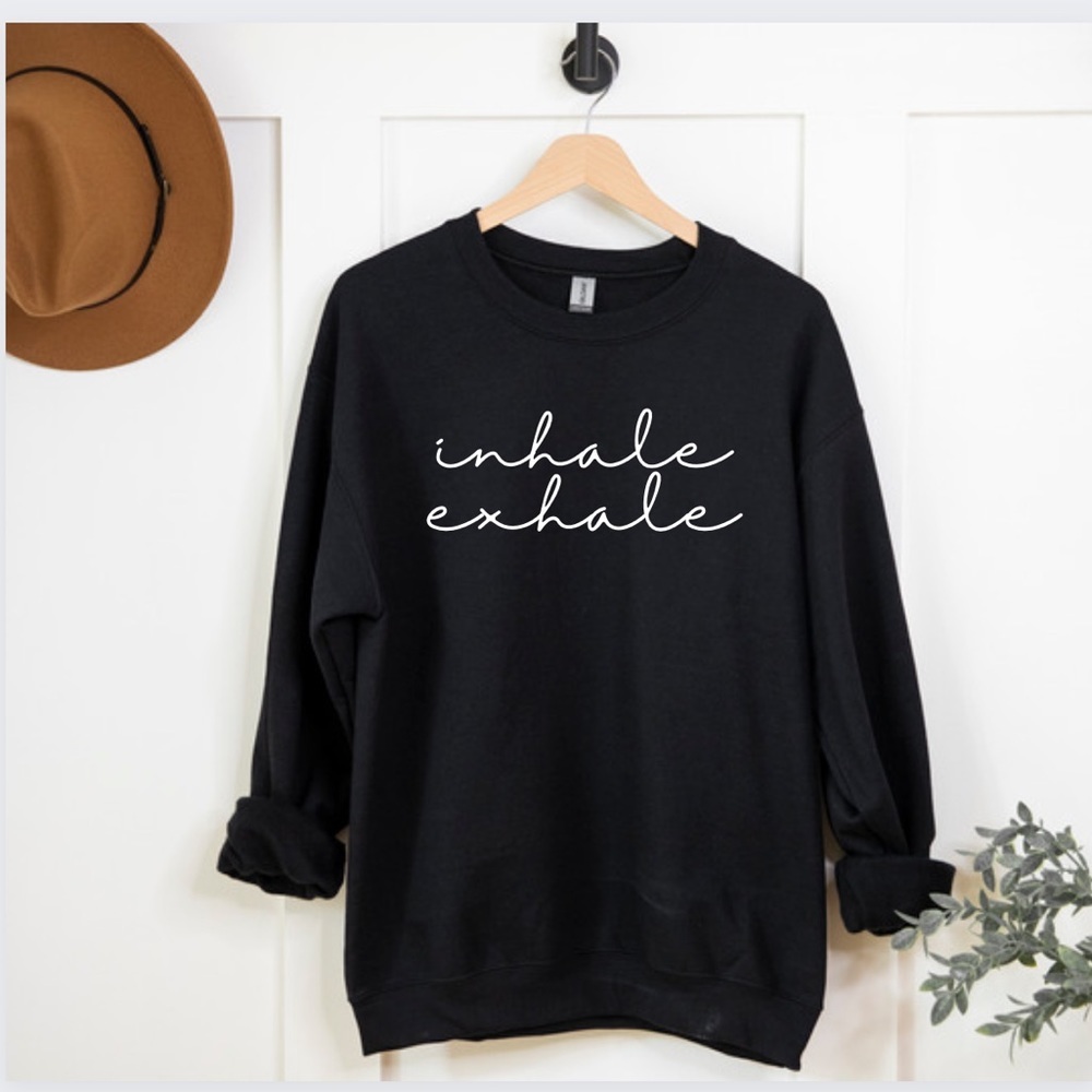 NEW Oversized Graphic sweatshirt Inhale exhale Sweatshirt M Yoga